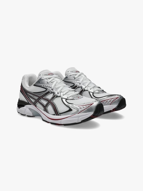 Asics Shoes - ASICS White Running Sneakers with Black & Burgundy Accents